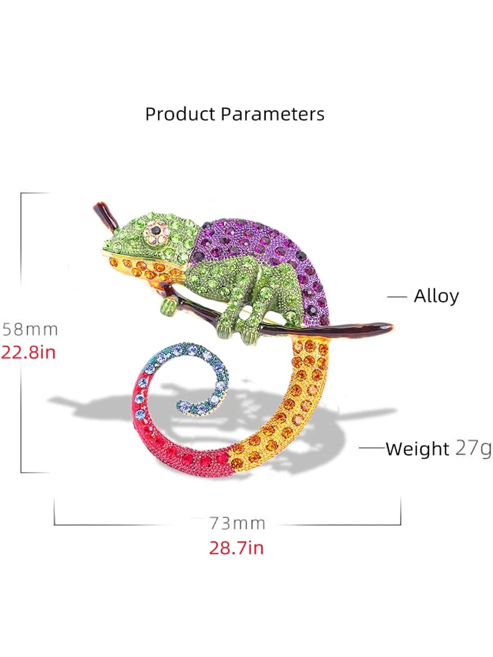 Anthropologie Multicolor Crystal Chameleon Brooch - Picture 2 of 5